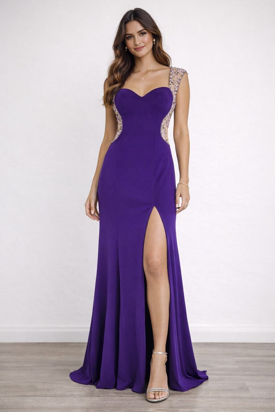 Rachel Allan Womens Sweetheart Beaded Formal Evening Dress Purple Size 2 Maxi